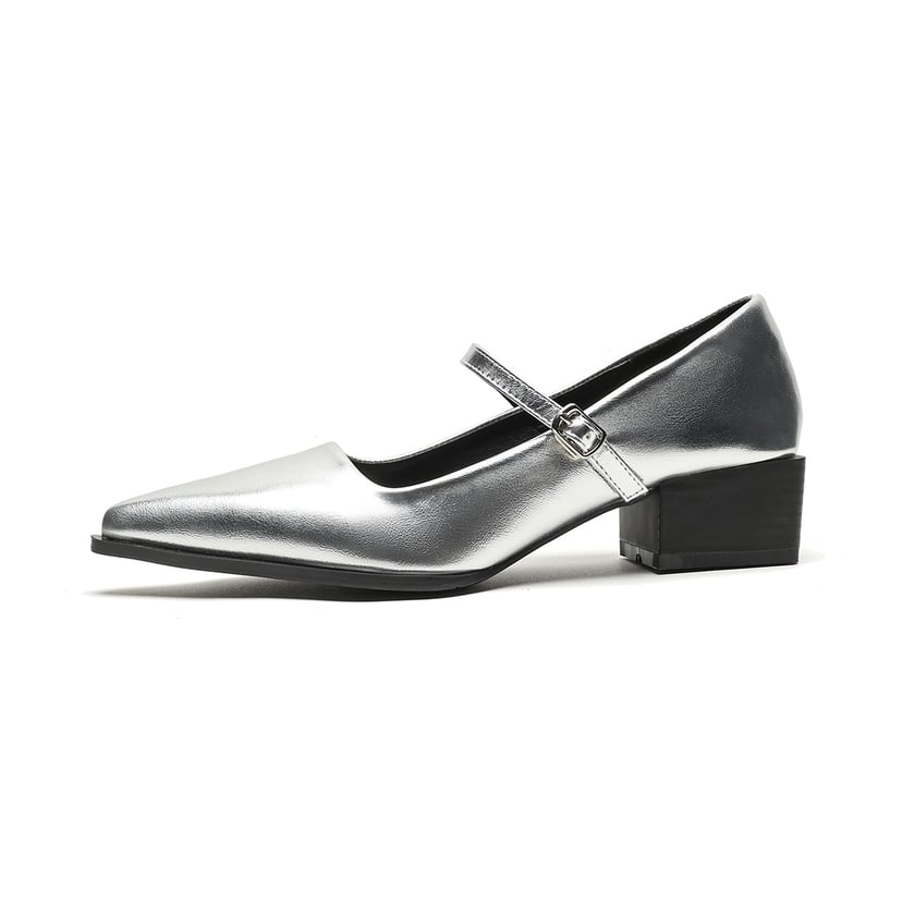 Vintage Chunky-Heeled Mary Jane Shoes for Women | Pointed Toe