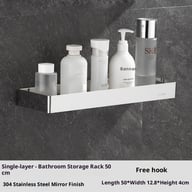 304 Stainless Steel Bathroom Mirror Storage Rack | Modern Shelf — view 7