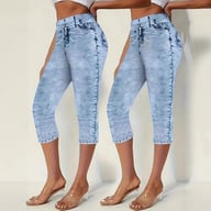 Denim-Look High-Stretch Capri Leggings | Summer High-Waisted Tight-Fit — view 2