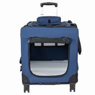 2 In 1, 24   Collapsible Travel Dog Crate For Medium Large Dogs, Rolling Pet Carrier With Wheels, 3-Door Portable Folding Pet Kennel With Mesh Windows, Indoor Outdoor Travel Use, Dark Blue — view 9