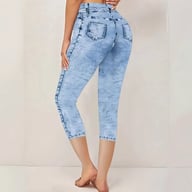 Denim-Look High-Stretch Capri Leggings | Summer High-Waisted Tight-Fit — view 1