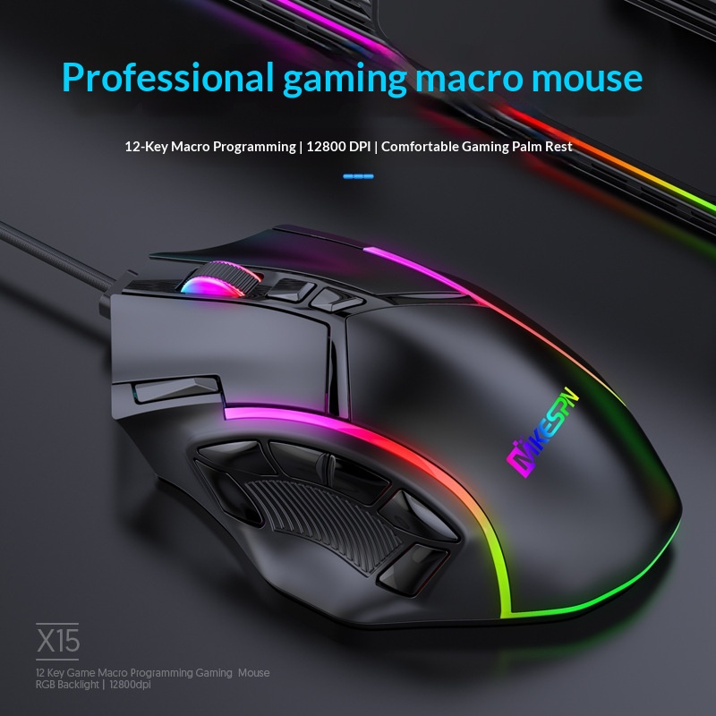 Ice Legend 12 Button Macro Gaming Mouse with RGB Lighting | Wired