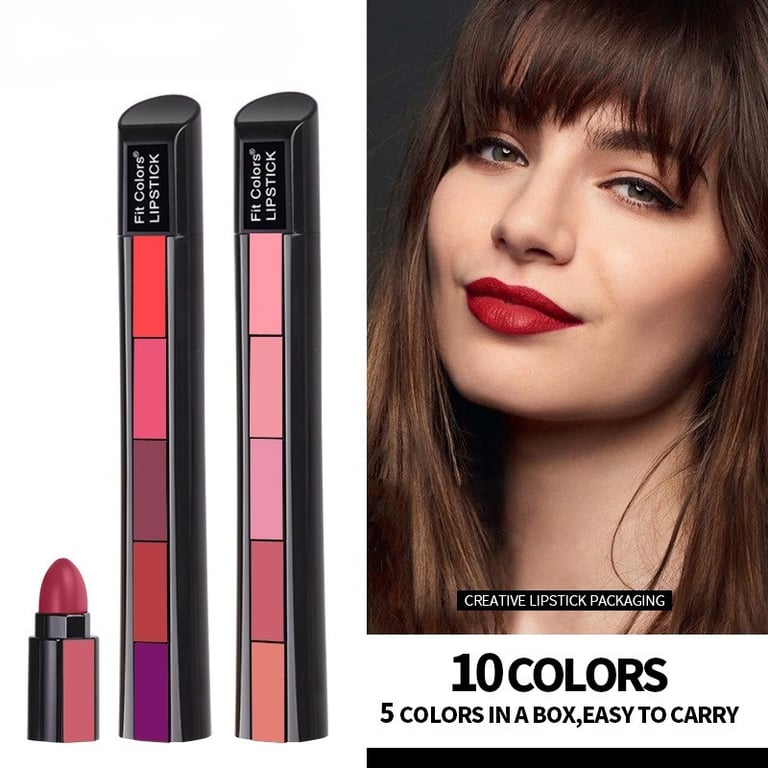 10-color matte velvet lipstick set swatches on diverse skin tones