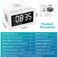 Digital Alarm Clock Radio with Bluetooth Speaker & Qi Charging — view 11