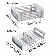 Adjustable Immersion Sink Dish Drying Rack With Stainless Steel Drain Basket - Portable And Retractable Space-Saving Fruit And Vegetable Solution(UPS/UPS logistics delivery supports self-pickup) — view 10