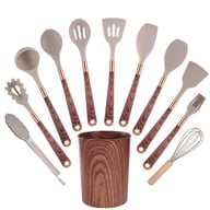 Silicone Wood-Grain Kitchen Utensil Set 12 Pieces Non-Stick Spatula — view 5