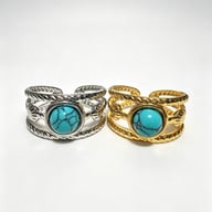 Wide-Band Imperial Vintage Turquoise Ring | Adjustable Openwork — view 5