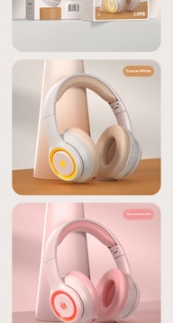 Fashionable On-Ear Bluetooth Wireless Headphones with RGB Lighting — view 17