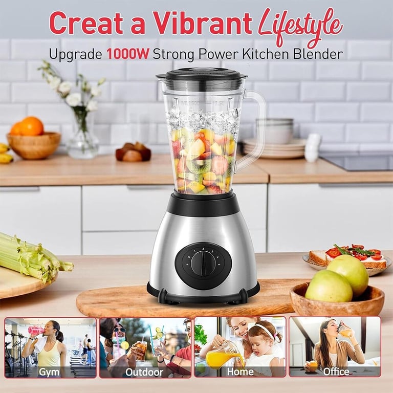 Stainless steel blender base with non-slip feet and motor housing