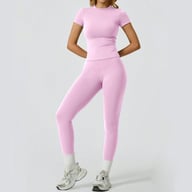 Quick-Drying Yoga Outfit Set | Tight-Fitting Short-Sleeve Top & Long Leggings — view 6