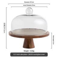 Retro Lovewood Tray with Glass Dome | Wooden Fruit Plate Organizer — view 9