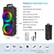 Portable Bluetooth Speaker Subwoofer with Karaoke Mic | Party Bass System — view 19