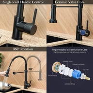Matt Black Monobloc Kitchen Sink Mixer Tap | Pull-Out Hose Spray — view 7