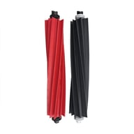 Red and black robot vacuum cleaner roller brushes on white background