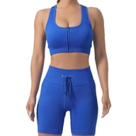 Women's Padded Running Bra & Ribbed Shorts Yoga Set | Quick-Dry — view 10