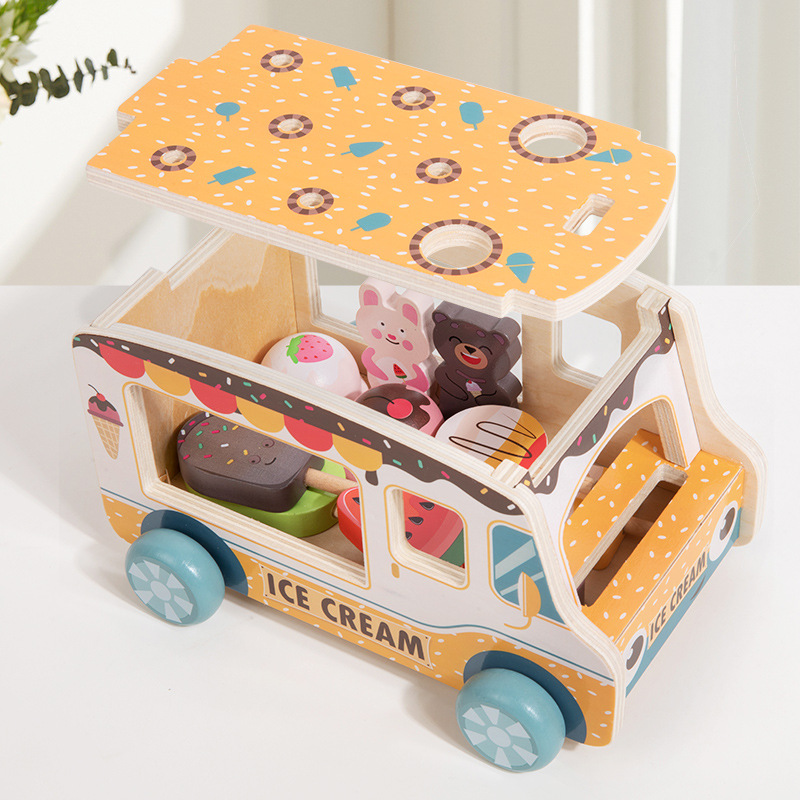 Wooden Ice Cream Model Playset Toy | Role-Play Store & Truck