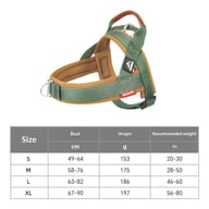 Durable black dog harness showing reinforced stitching and buckle straps