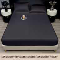 Summer Solid-Color Ice Silk Fitted Sheet | Cooling Bedding Canada — view 5