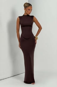 Women's Solid-Color Turtleneck Sleeveless Waist-Cinching Maxi Dress | Home & Kitchen — view 11