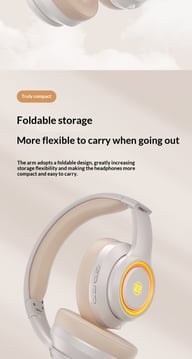 Fashionable On-Ear Bluetooth Wireless Headphones with RGB Lighting — view 12