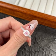 Pink Cushion Cut CZ Sterling Silver Ring | Halo Pave Twisted Band — view 7