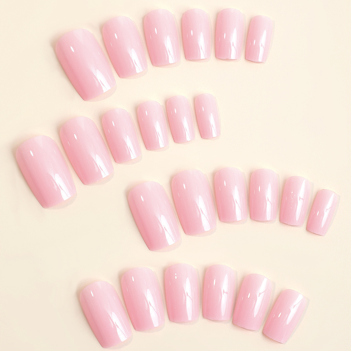 Light Pink Square Press-On Nails | Ultra-Thin Mid-Length Fake Nails