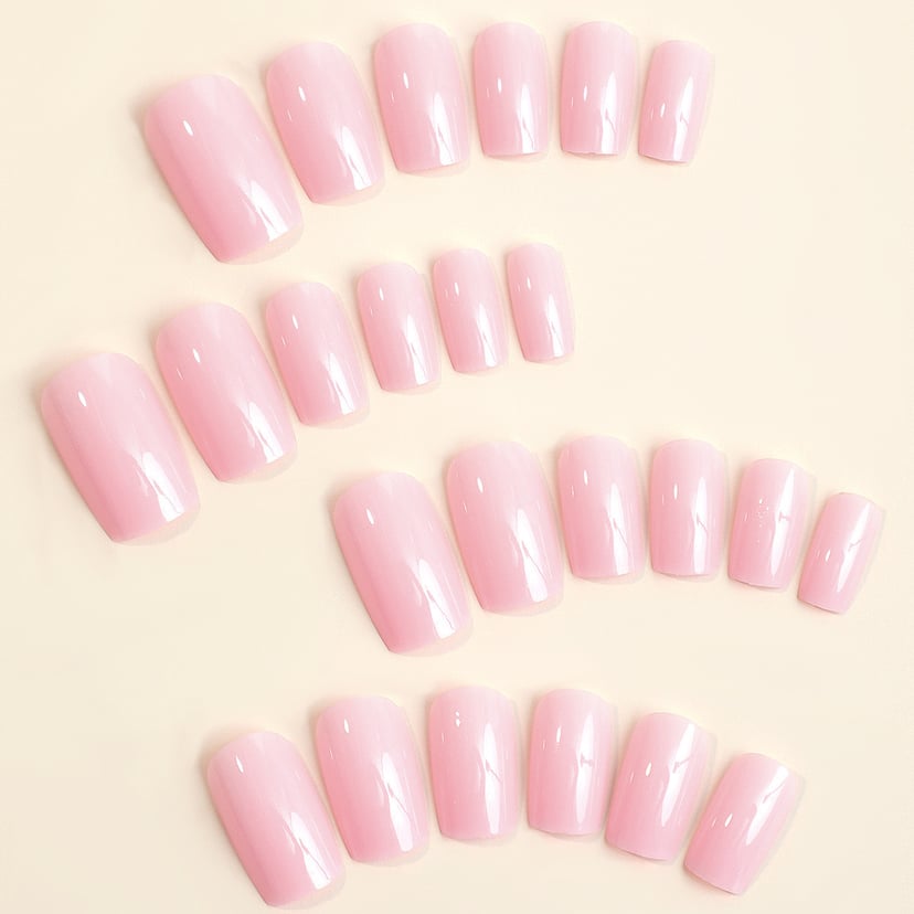 Light Pink Square Press-On Nails | Ultra-Thin Mid-Length Fake Nails