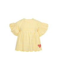 Yellow Plaid Ruffle-Sleeve Kids Set | Nordic Summer Outfit Girls — view 14