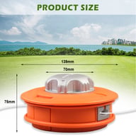 Trimmer head dimensions diagram showing 139mm diameter and 75mm height specifications