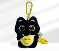 Black Cat Pendant Keychain with Bee Bib | Cute Plush Charm — view 11
