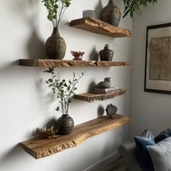 Old Elm Single-Bar Shelf Storage Rack Bookshelf | Live-Edge Design — view 4