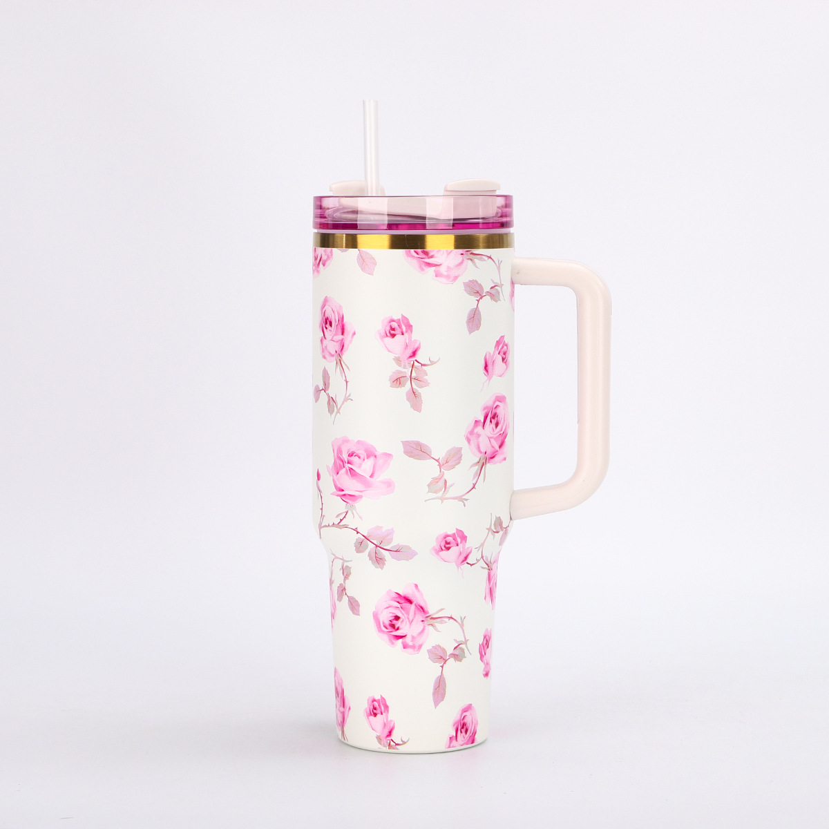 Portable Car Ice Tumbler With Straw Stainless Steel Insulated Cup