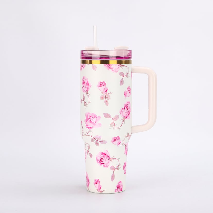 Portable Car Ice Tumbler With Straw Stainless Steel Insulated Cup