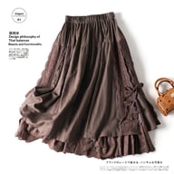 Japanese Linen Lace-Up Skirt | Mori Girl Aesthetic Tiered Design — view 7