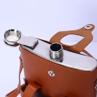 Portable Backpack Flask Sleeve with Telescoping Cups | Leather — view 8