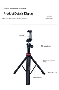 Portable Aluminum Alloy Selfie Stick For Phone Cameras — view 6