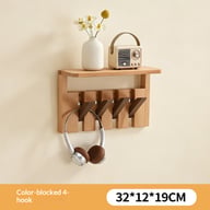 Solid Wood Coat Rack with Piano Keys | Modern Wall Mount Storage — view 7