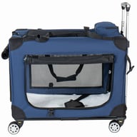2 In 1, 24   Collapsible Travel Dog Crate For Medium Large Dogs, Rolling Pet Carrier With Wheels, 3-Door Portable Folding Pet Kennel With Mesh Windows, Indoor Outdoor Travel Use, Dark Blue — view 10