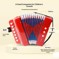 Multiple color options of portable accordion toy displayed in packaging