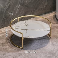 Double-Layer Bathroom Storage Organizer | Marble Caddy with Metal Frame — view 2