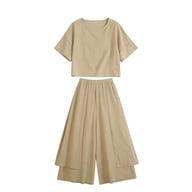Elegant Two-Piece Women's Set: Crop Top & Wide-Leg Skirt-Trousers — view 2