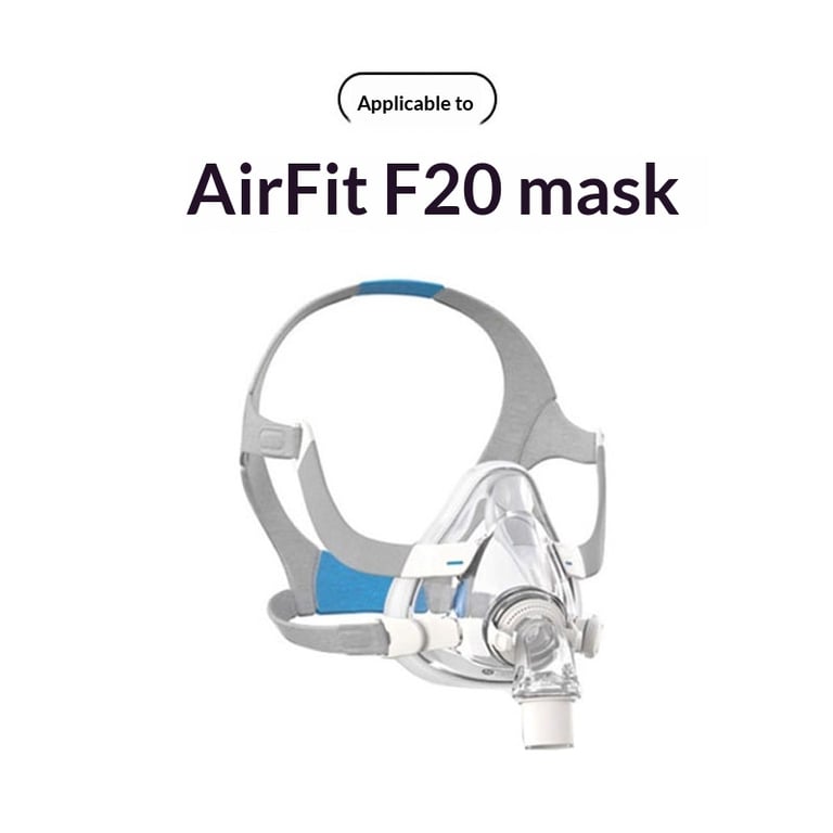 AirFit F20 mask on white background, professional medical-grade appearance