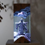 Saint Sebastian resin art lamp with blue ambient lighting effect