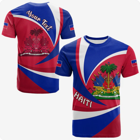 3D Sea Map Pattern T-Shirt For Men And Women | Haiti Flag Tee