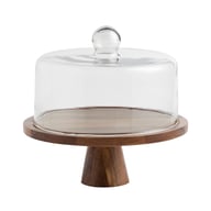Retro Lovewood Tray with Glass Dome | Wooden Fruit Plate Organizer — view 4