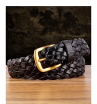Vintage Woven Vegetable-Tanned Leather Belt — view 14