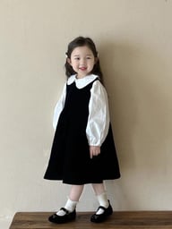 Children's Doll-collar Shirt And Black Vest Dress Set — view 7