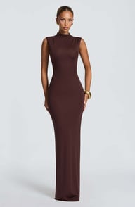 Women's Solid-Color Turtleneck Sleeveless Waist-Cinching Maxi Dress | Home & Kitchen — view 16