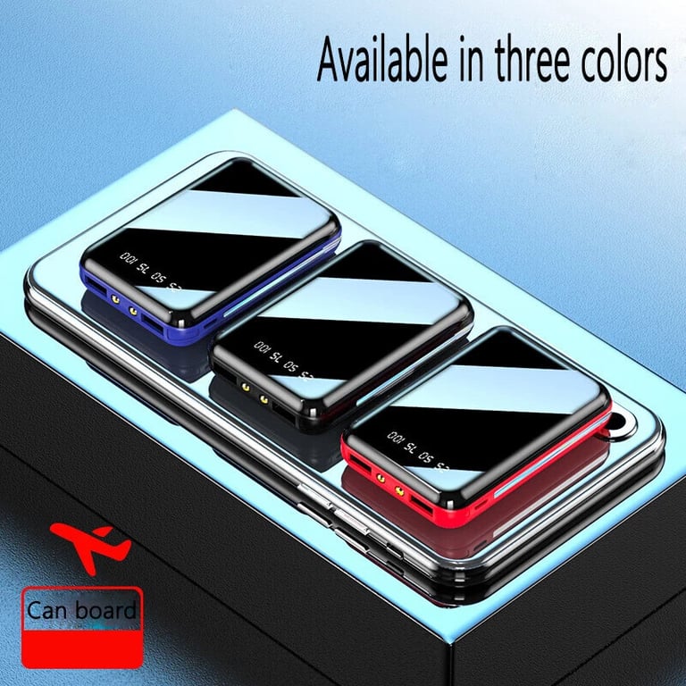 Power bank with dual USB ports illuminated charging two devices