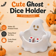 Cute Ghost Dice Holder Bowl, 3D Printed Tabletop Dice Storage Tray, Halloween Ghost Decor For RPG Board Game Fans — view 6